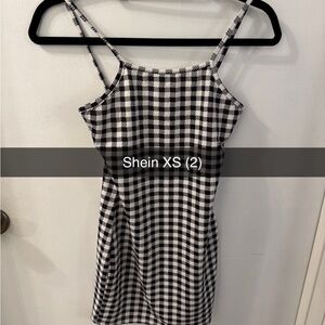 SHEIN Black and White Plaid Mini Dress
